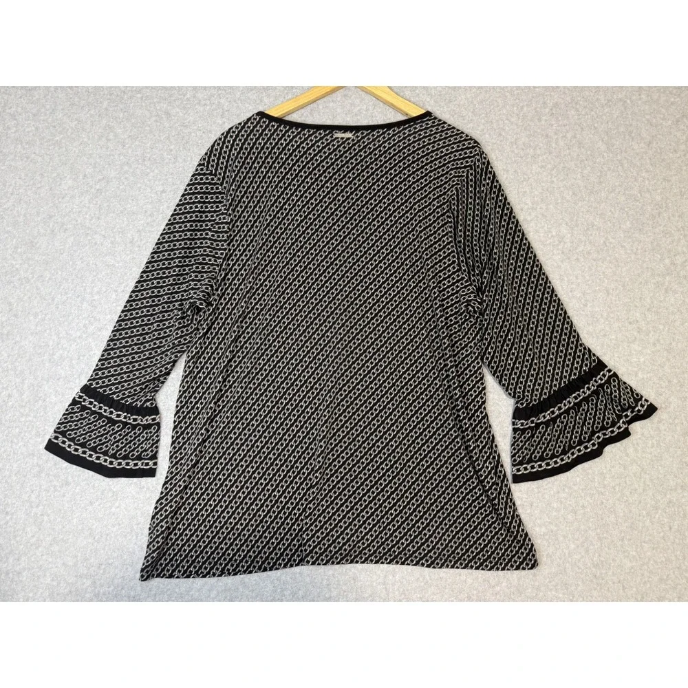 Michael Kors Top Womens 1X Black & Silver Chain Link Casual Career Party Shirt
